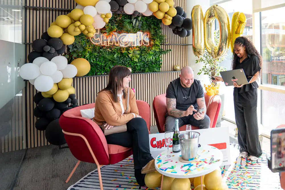Winner celebration at the Chaotic HQ experience room